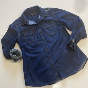 Pendleton denim button down shirt with embroidery detail